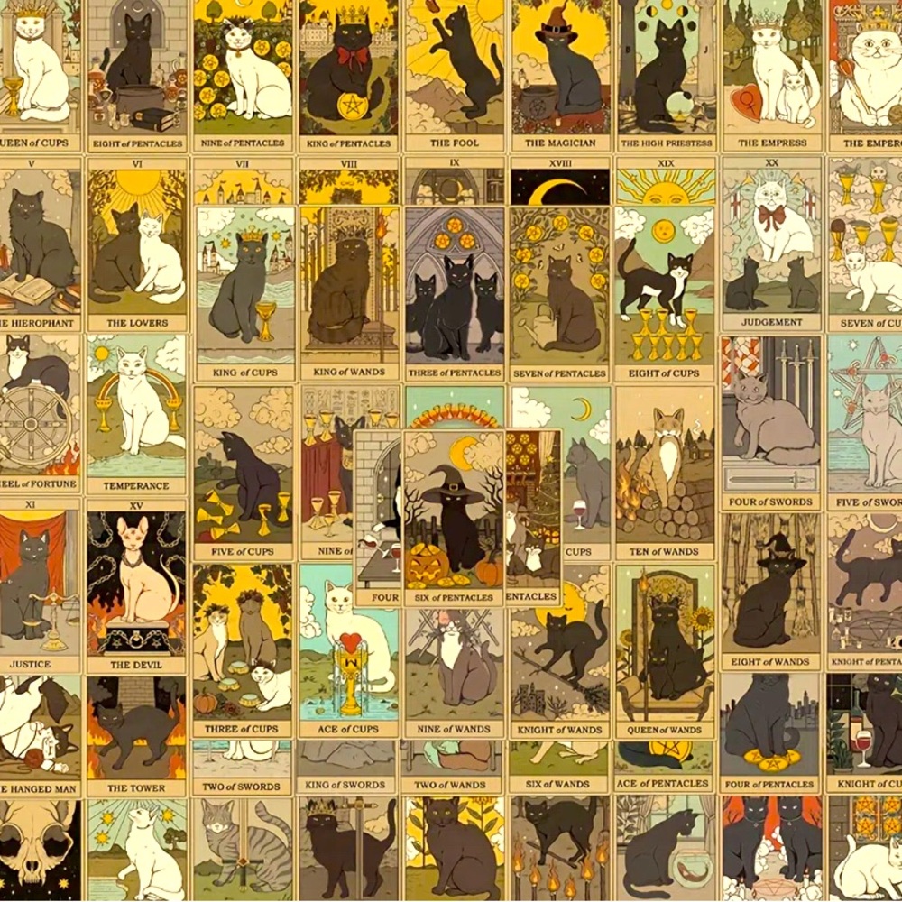 Kitty Cat Mystical Tarot Card 72pc Sticker Set + Free Gift!